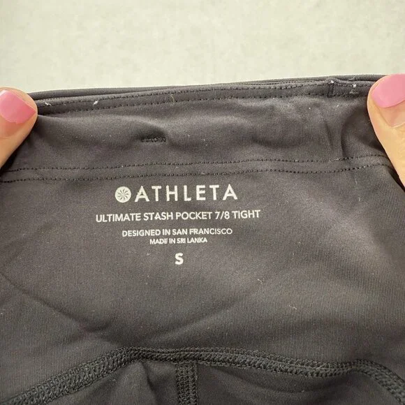 Athleta Leggings Womens Small Black Ultimate Stash Pocket 7/8 Tight Yoga Gym - Picture 7 of 10